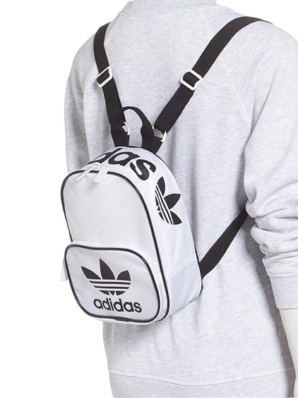 NWOT Adidas Originals Santiago Mini Backpack White Black Trefoil Logo - Picture 2 of 14